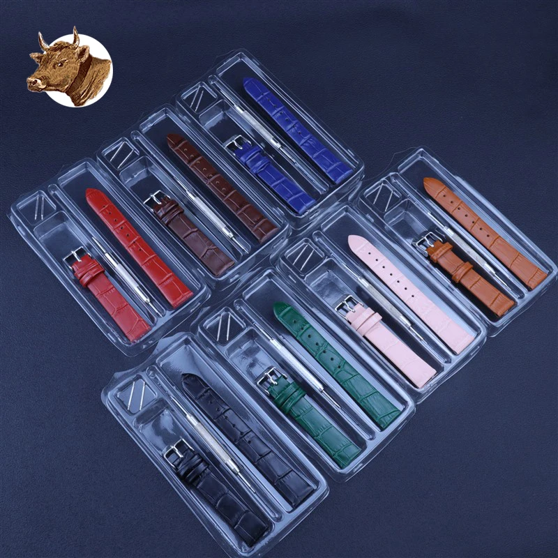 Full Grain Leather Watch Band Handmade Real Animal Skin Strap Bracelet Accessories Green Bule with Tool Set Top Quality