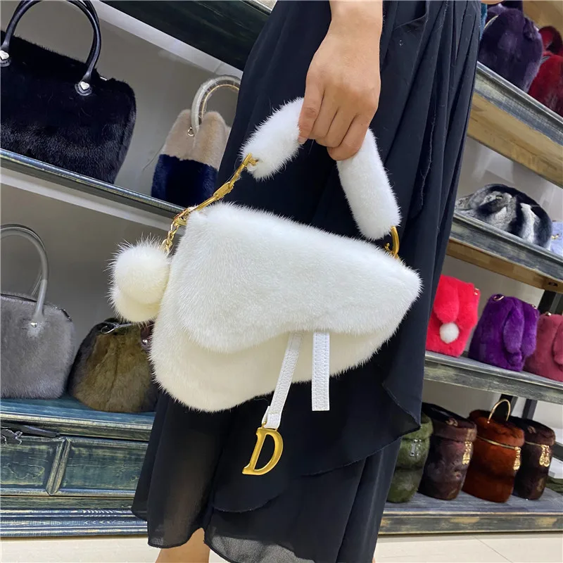 2022 Women's Bag Trends Women's Handbags Luxury Designer Bags Real Mink Fur Women's Handbags Designer Bags Shoulder Bags