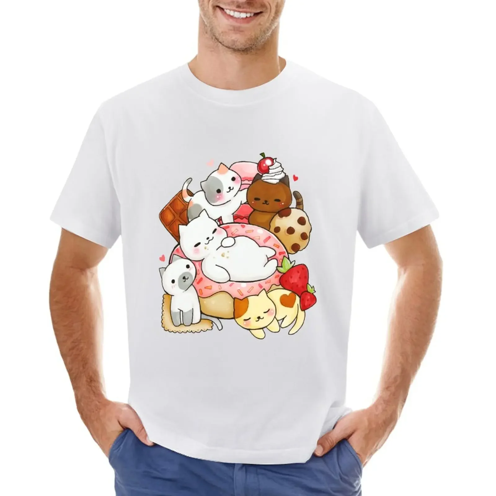 Мужская футболка с принтом кошки