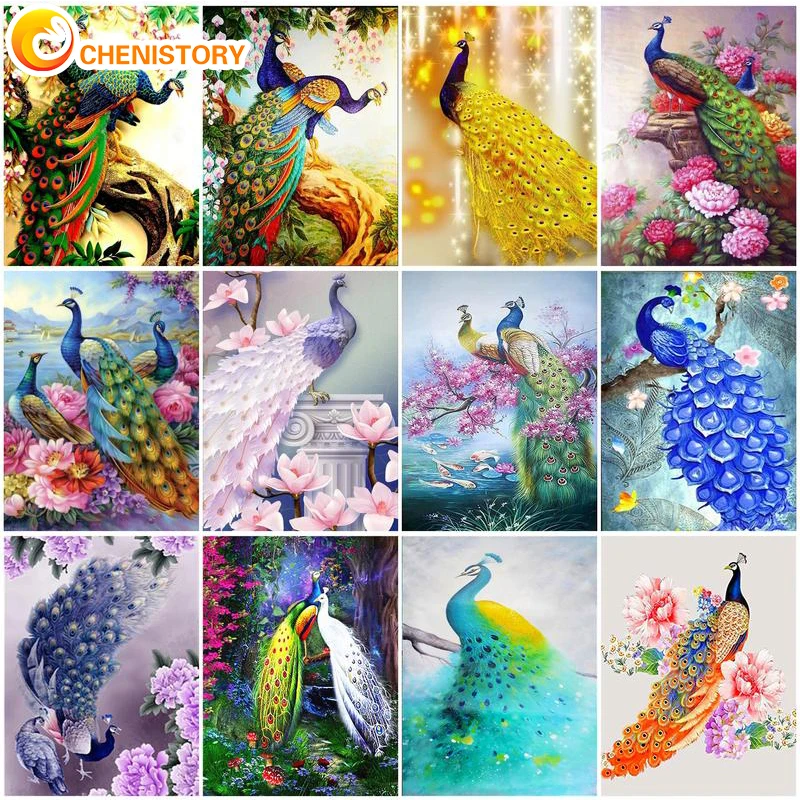 

CHENISTORY DIY Diamond Painting Peacock Cross Stitch Diamond Embroidery Mosaic Picture Rhinestones Handmade Kit Home Decor Gift