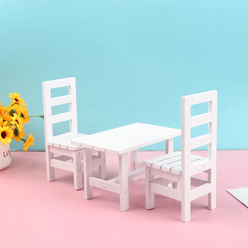 

3 шт./компл., кукольный домик 1:6, миниатюрная мебель для кухни, обеденный стол, набор стульев