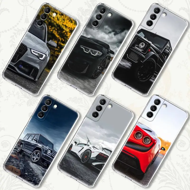 

Male Men Sports Cars Transparent Silicone Case for Samsung Galaxy S22 S21 S20 FE S 22 Ultra S10 E S9 Plus 5G Phone Cover Coque