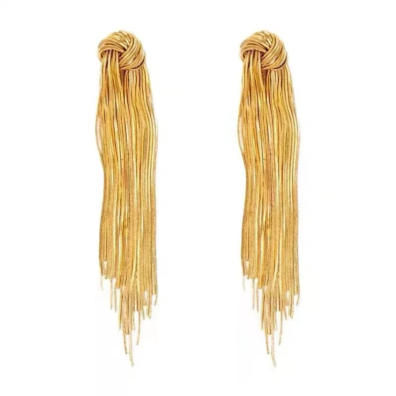 

fashion Gold Color Long Metal chain knotting Earrings For Women Metal Tassel Drop Earring Trendy Accessories Jewelry