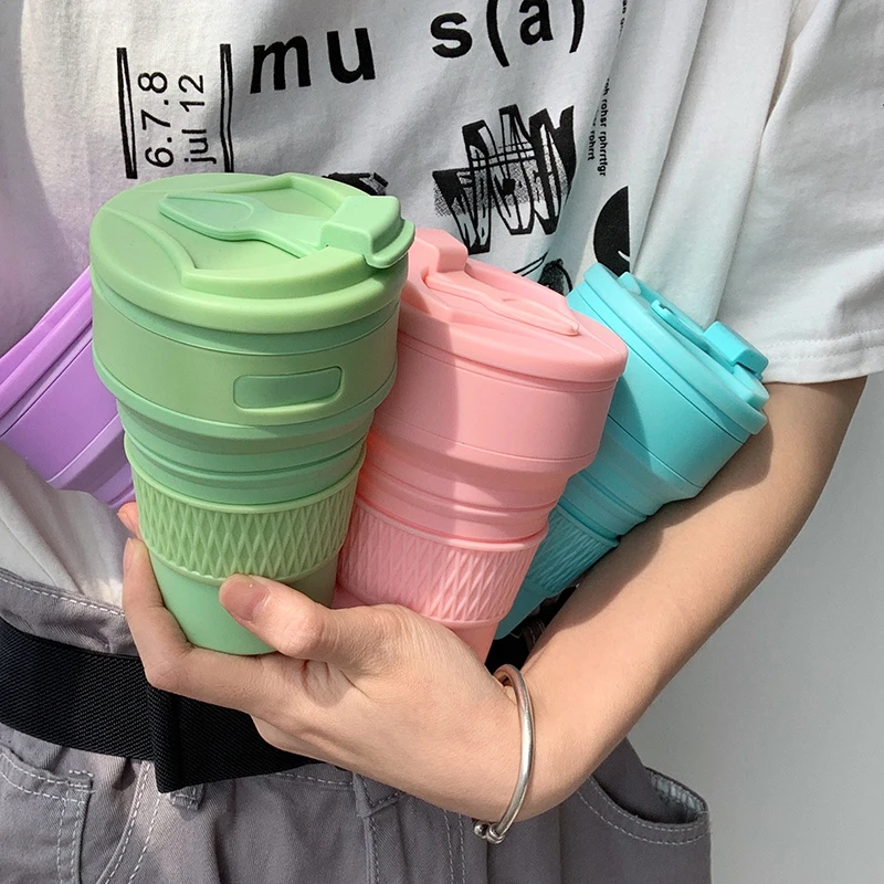 

350ml Folding Coffee Cups Collapsible Silicone Portable Sport Bicycle Travel Drinking Mugs BPA Free Tea Foldable Water Cup
