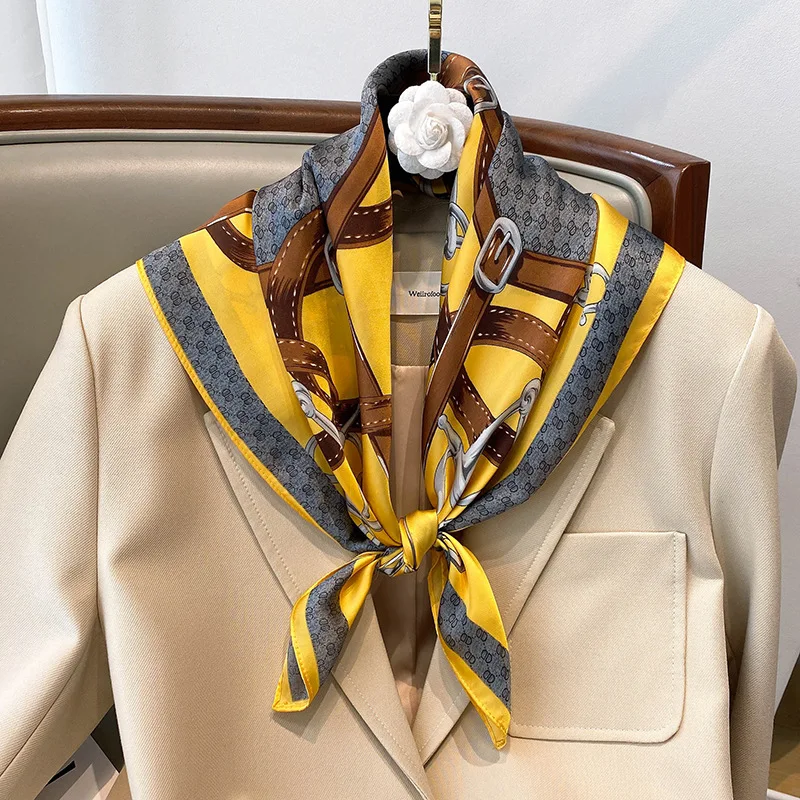 

70*70 см Модный шейный платок, женский шарф для волос, Маленькая шаль, оборачиваемая Женская бандана, парео suqare, женская шелковая шаль для деву...