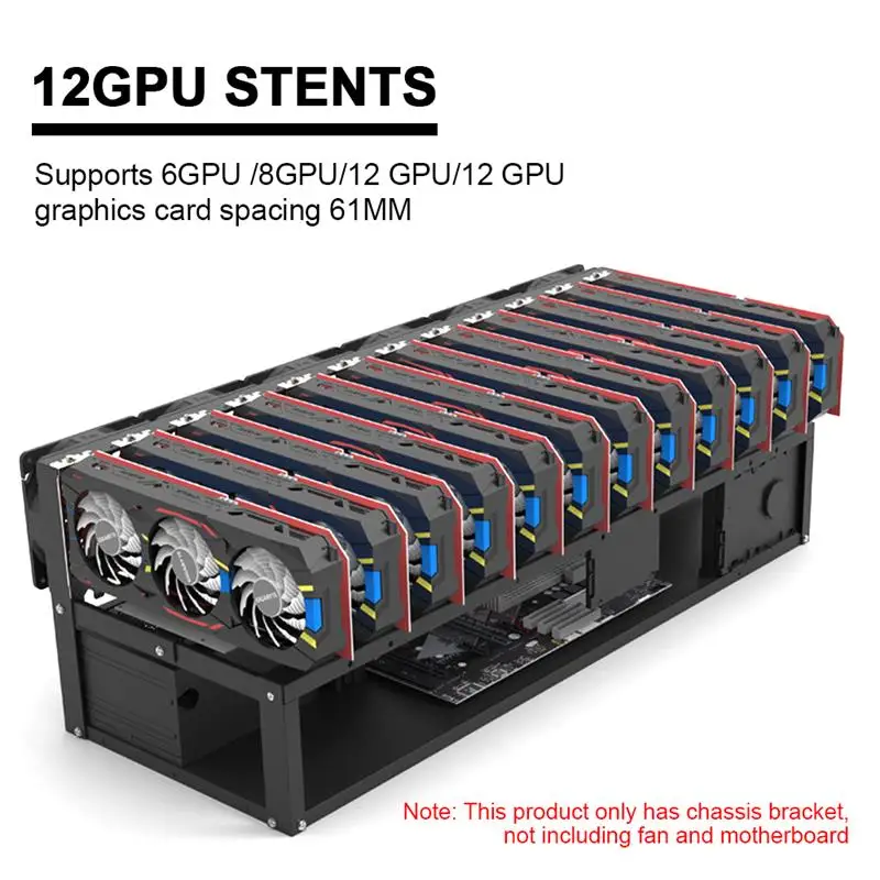 

6/8/12 GPU установка для майнинга, алюминиевый чехол с открытым полем, компьютер ETH/ETC/ZEC рамка, стойка для майнинга для Bitcon Miner Ethereum Kit