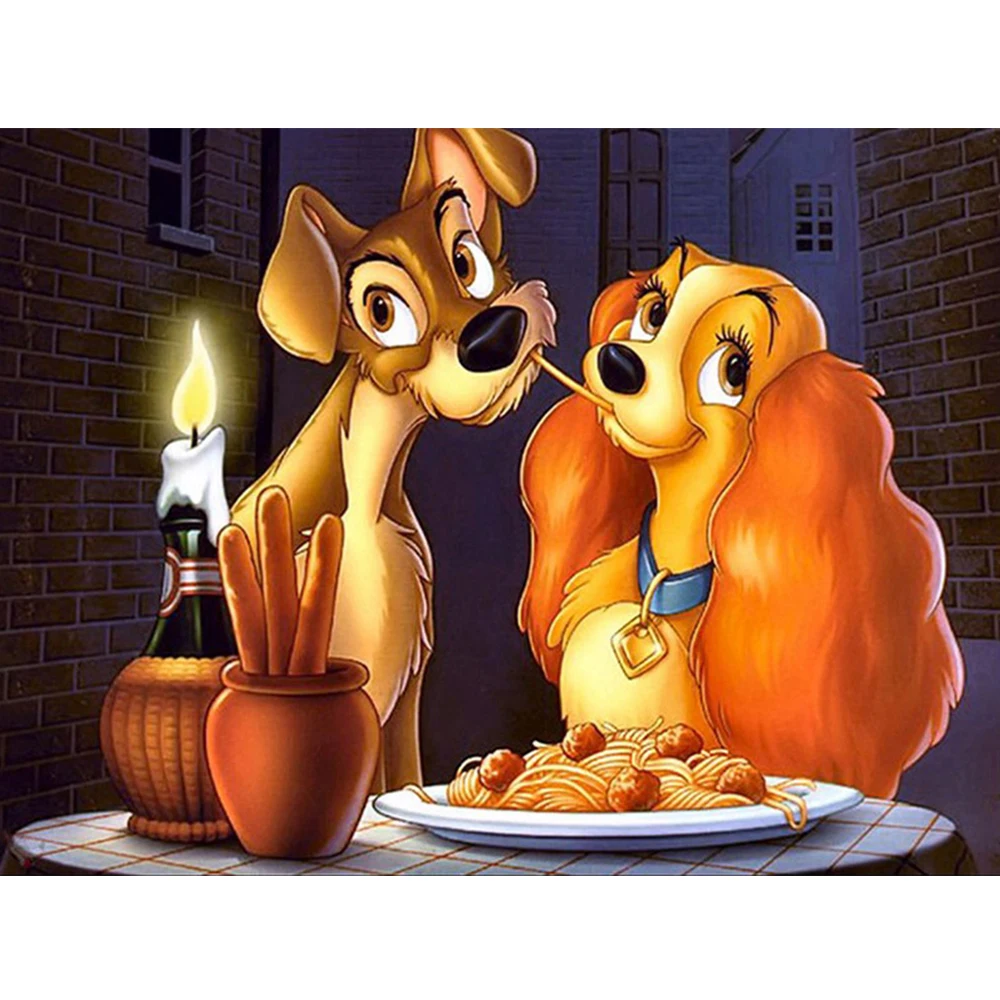 

Diamond Painting Disney Anime Diamond Mosaic Full Square/ Round Drill Dog Couple Cartoon Character Home Decor