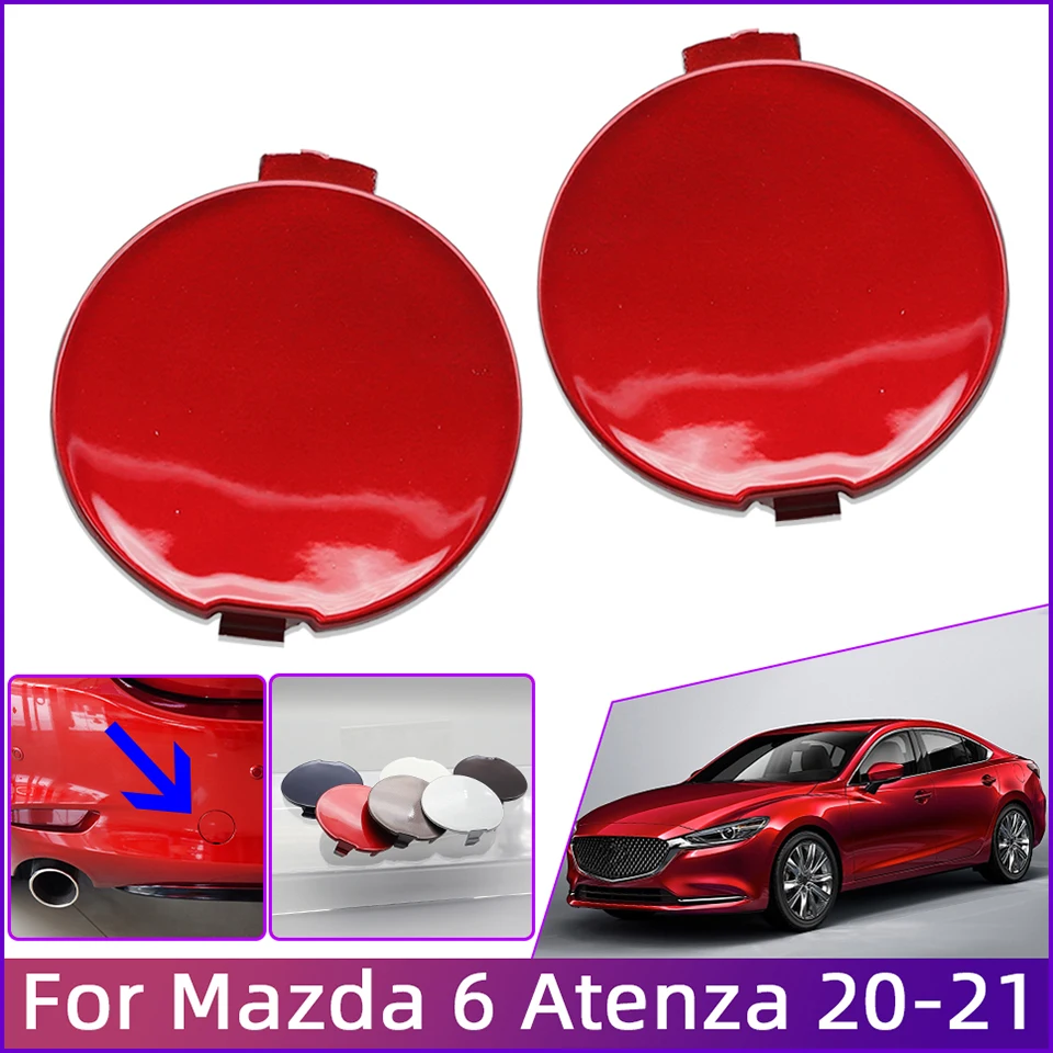 

2Pcs Auto Rear Bumper Tow Hook Hauling Eye Cover For Mazda 6 Atenza Sedan 2020-2021 Towing Hook Trailer Lid Cap Left Right Side