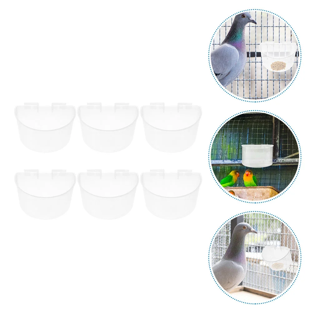 

6 Pcs Hanging Water Cup Plastic Bird Feeder Parrot Bowl Poultry Cage Cups Birds Watering Dish Feeding Bowls Chicken