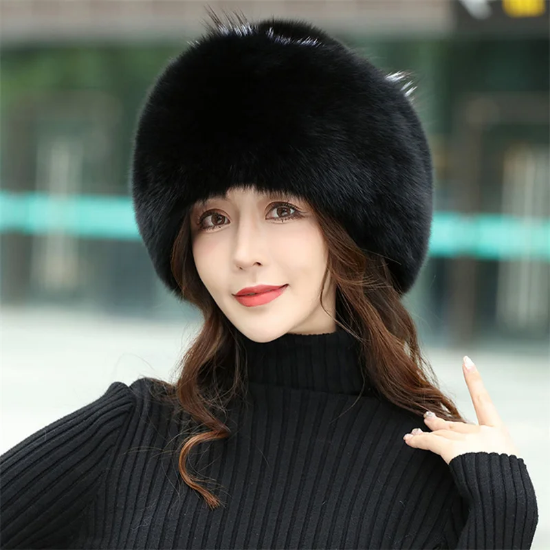 High Quality Winter Fur Hat For Women's Outdoor Warmth And Windproof Fox Fur Three Tailed Hat, Korean Version Ear Protection Hat