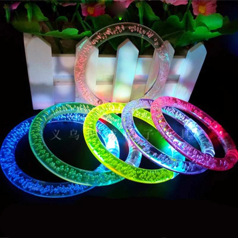 

LED Happy Luminous Hand Ring Wristband LED Bracelet Fashion Unisex Glowing Wrist Band Cuff Bracelet Bangle For Kids Color Random