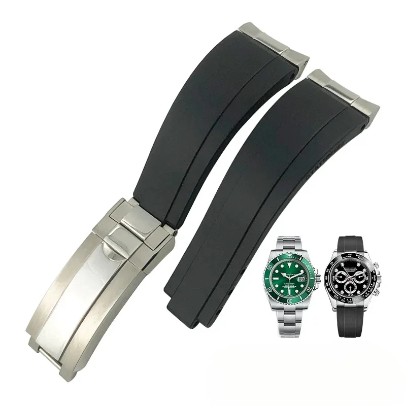20 мм металлический резиновый ремешок с изогнутым концом для часов Rolex Submariner DAYTONA