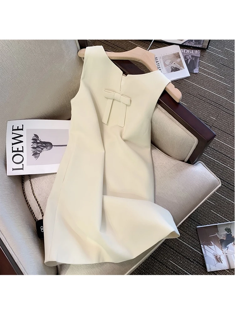 

Sleeveless Bodycon Mini Dresses Women Summer Basic Solid Party Sexy Dresses 2022 Hepburn Style Elegant Sweet Bow A-line Vestidos