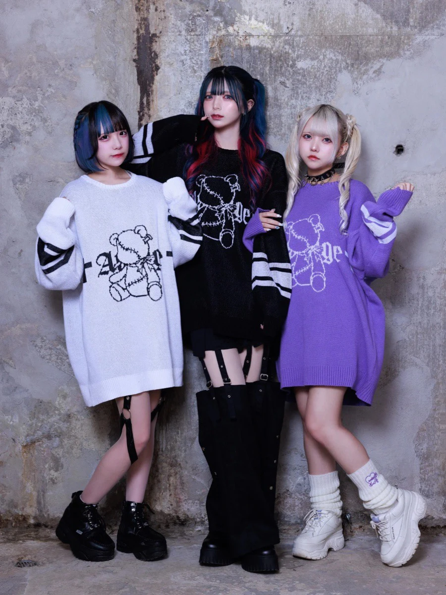 Японский стиль Mine массовое производство субкультура круглый вырез длинный рукав