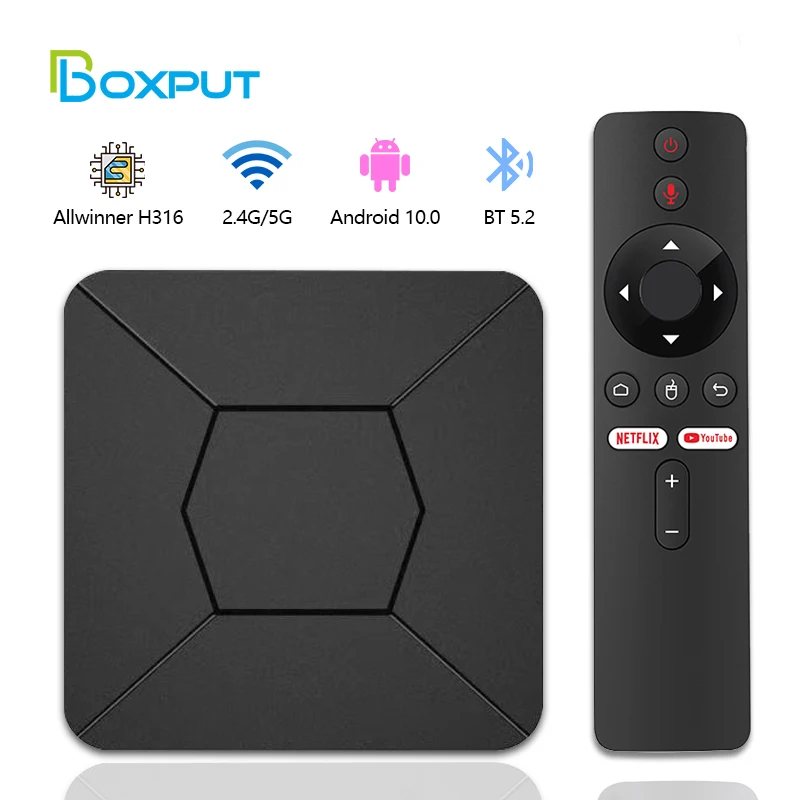 

2023 iATV Q5 Mini Smart Android TV Box 2,4G/5G WIFI BT5.0 Allwinner H316 2G 8G 100M Android 10 TV Box Media Player 4K HDR Set