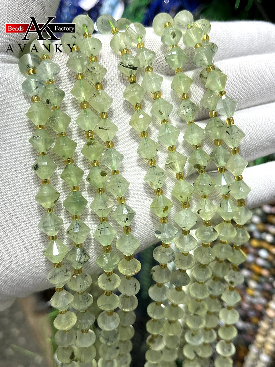 

Natural Grape Stone Crystal Round Stone Pyramid Beads Faceted Loose Spacer For Jewelry Making DIY Necklace Bracelet 15''8mm