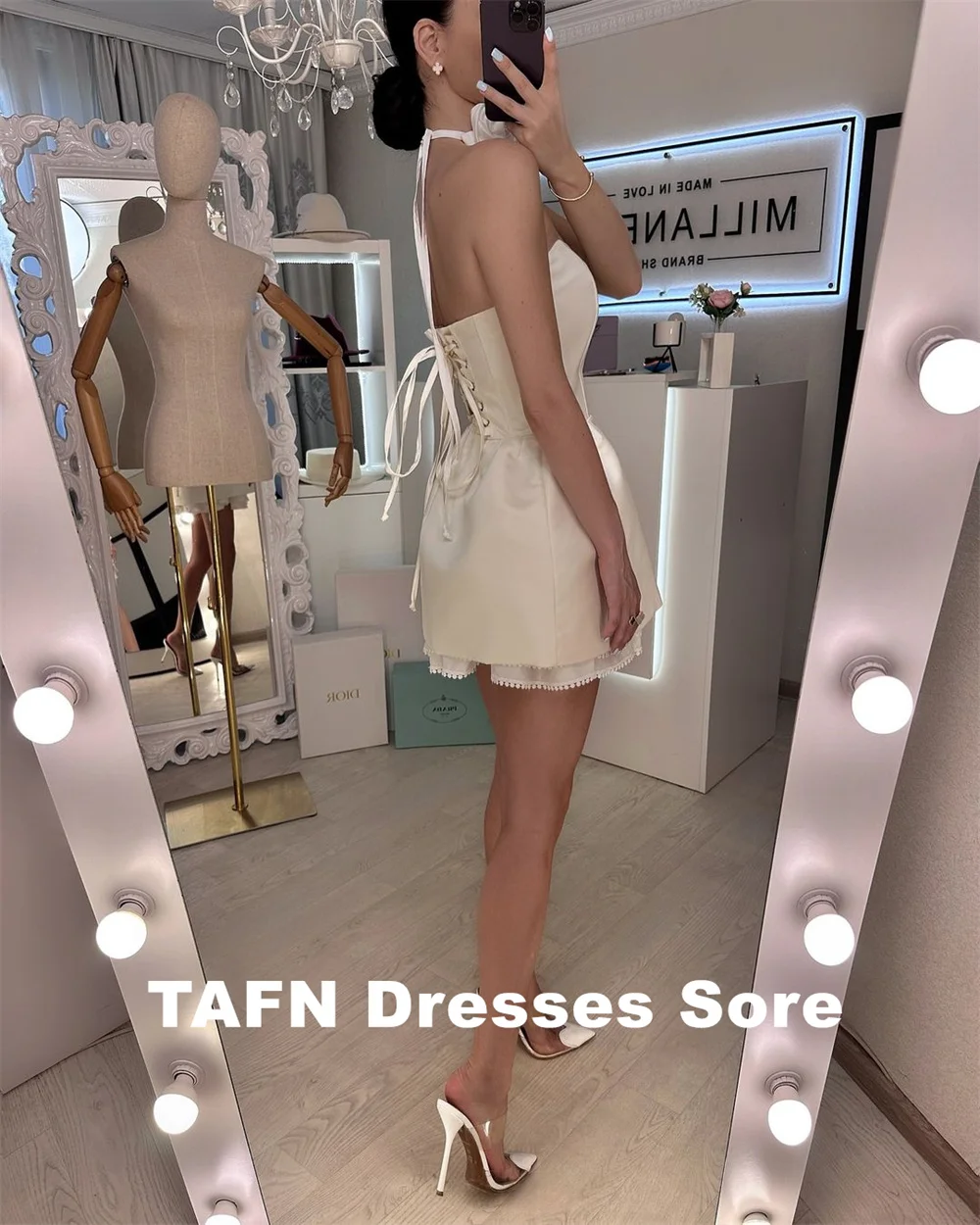 Короткие свадебные платья TAFN ручной работы Цветочные вечерние женские со