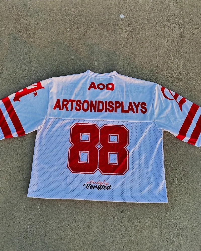 Новая американская рубашка в стиле хип-хоп с v-образным вырезом и принтом для