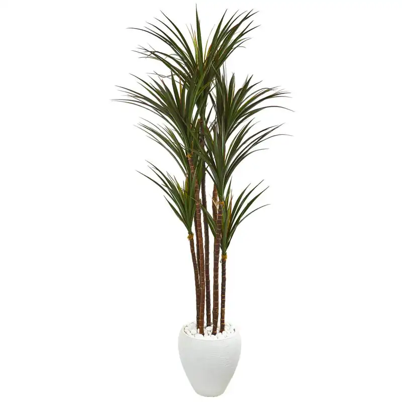 

Yucca Artificial Tree in White Planter UV Resistant