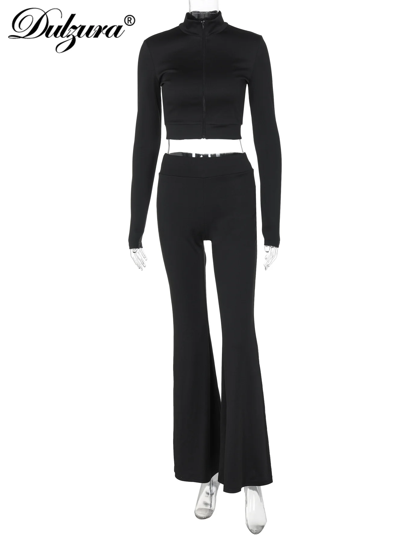 Спортивный комплект из двух предметов Dulzura однотонный короткий топ на молнии с