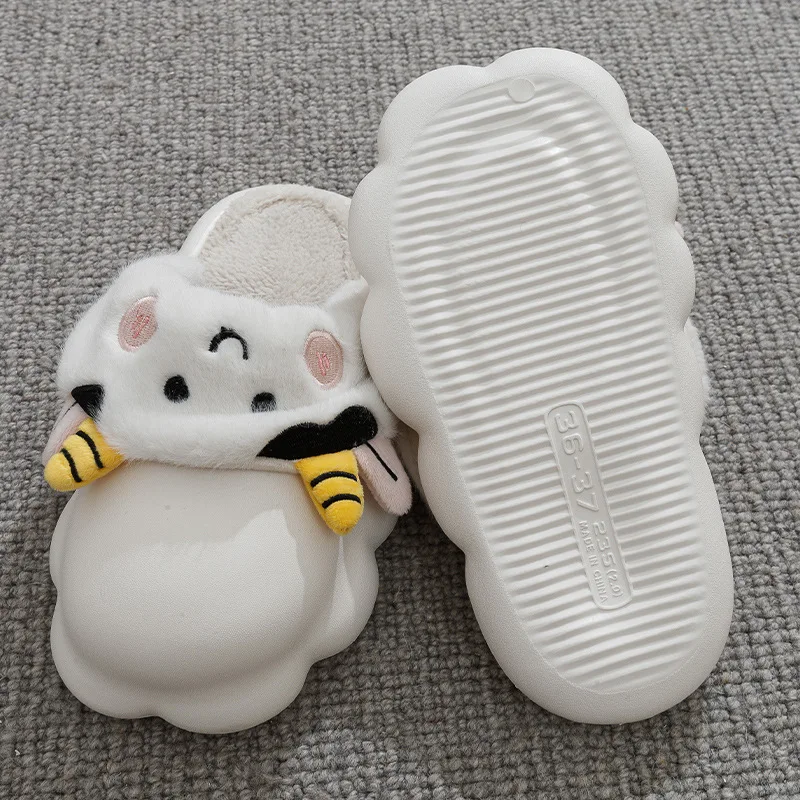 Detachable Cotton Slippers Women Autumn and Winter New Lovers Home Anti-slip Light Cute Cartoon Slippers Men