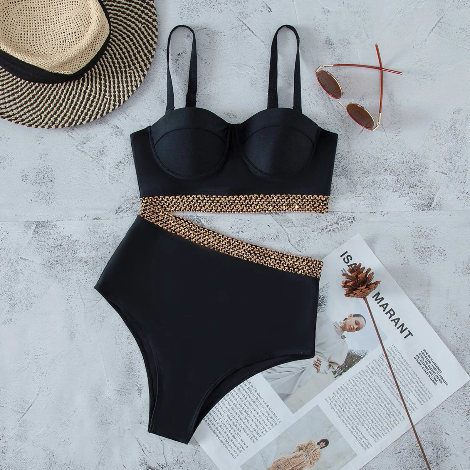 

Соблазнительный костюм бикини, летняя пляжная одежда с открытой спиной, Женский однотонный костюм для плавания, женская пляжная одежда, жен...