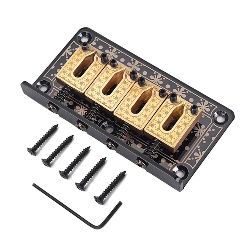 

4 String Copper Saddle Bridge Hard-Tail With Screws And Wrench Tailpiece Bridge Set For 4 String Cigar Box Guitar Bass