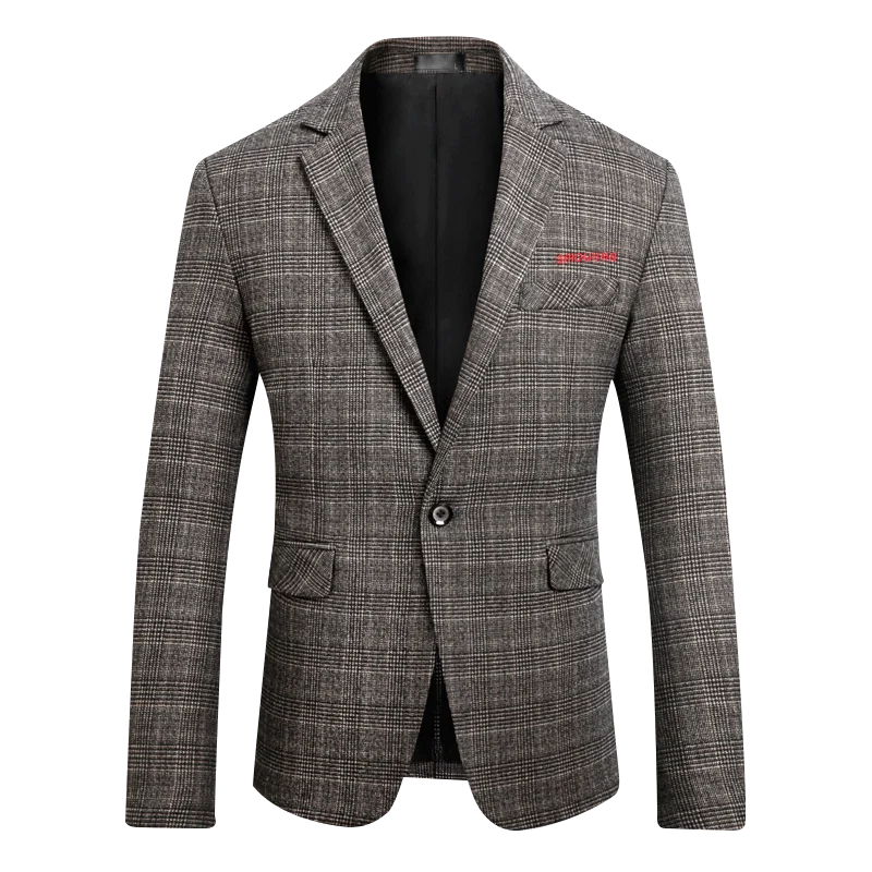 

2020 Retro Plaid Blazer British Fashion Men's Blazer Business Casual Single Button Suit Mens Suit Jacket Blazers Men Jacket 5XL