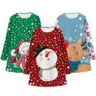 Рождественское платье большого размера для девочки, осенняя милая детская одежда с мультяшным единорогом и снегом для детей 6-12 лет, Детская домашняя праздничная одежда