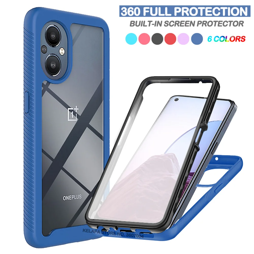 

360 Clear Case for OnePlus Nord N200 N100 N20 N10 5G Full Coverage Protection Armor Shockproof Transparent Back Cover