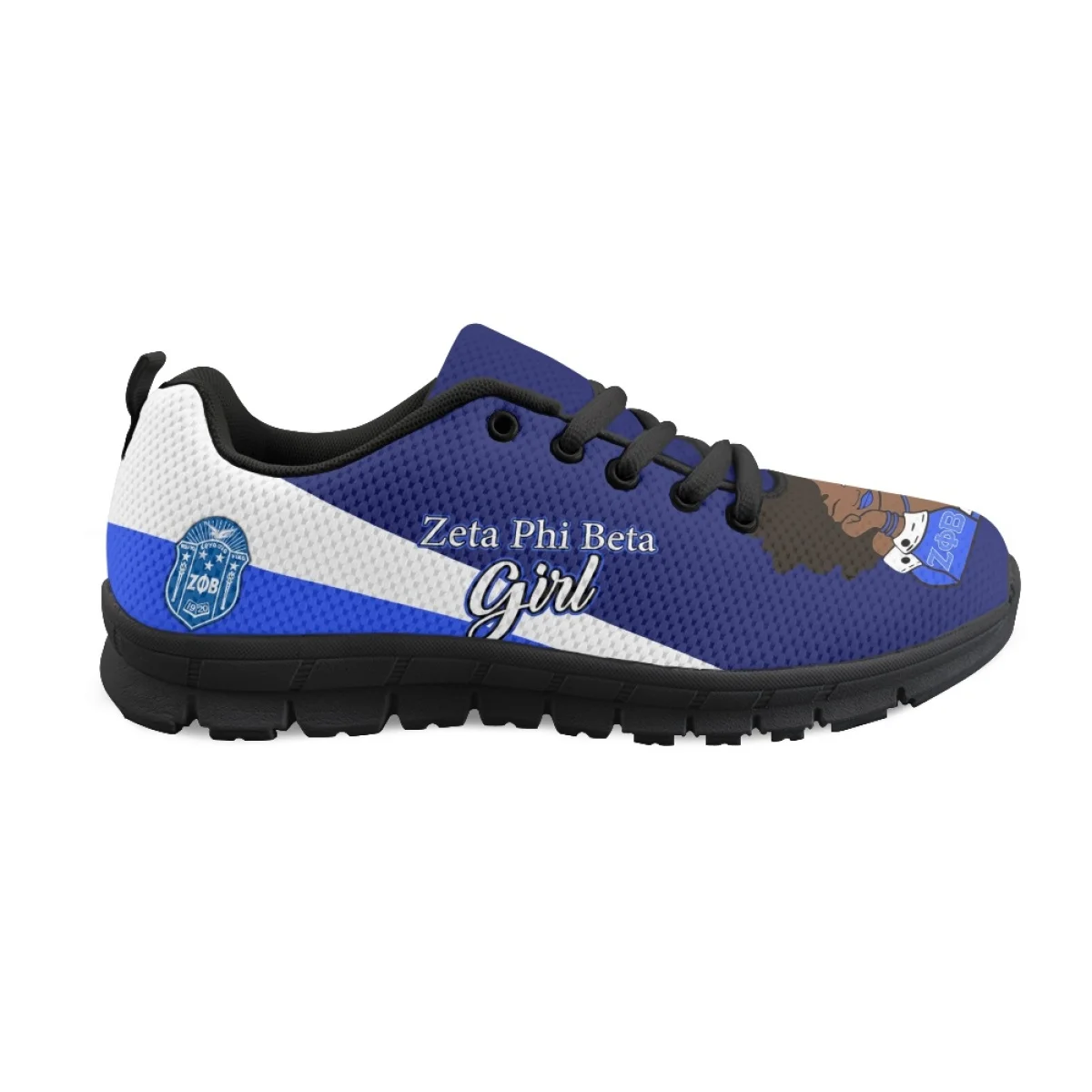 INSTANTARTS Fashion Zeta Phi Beta African Girls Print Breathable Lace-up Sneakers Casual Outdoor Flat Shoes for Women Men Tennis