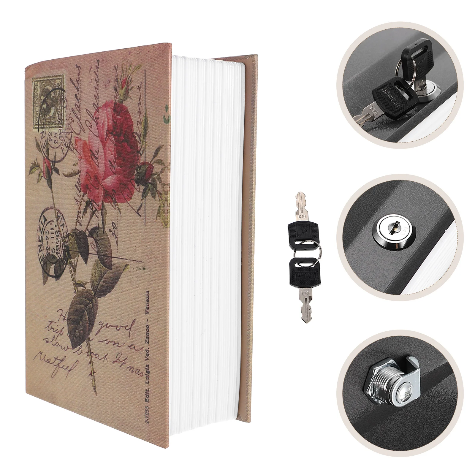 

Book Storage Box Lock Safe Dummy Books Money Metal Iron Hiding Place Child