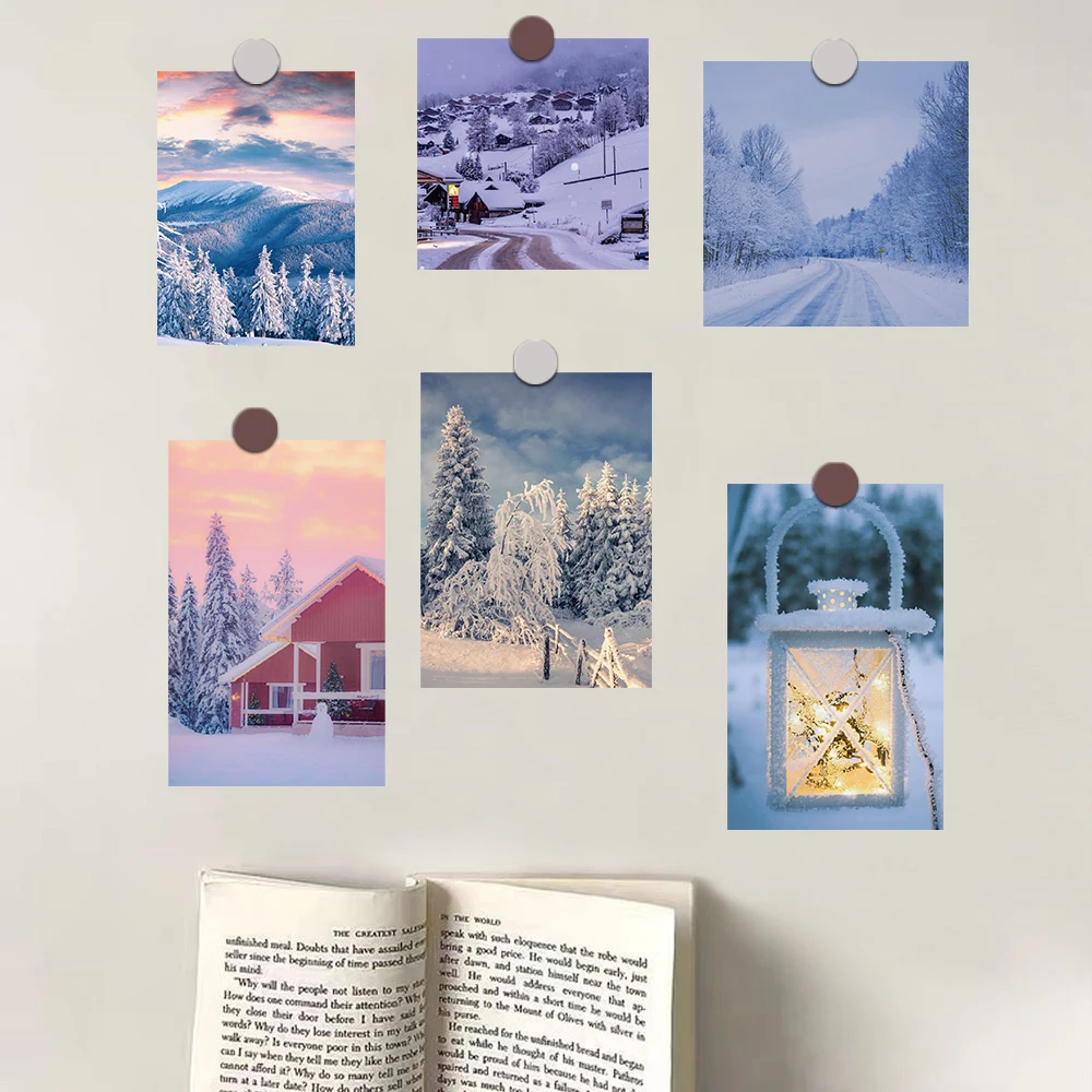 

15pcs Snowscape Snow Wall Stickers Scenery Vintage for Art Bar Door Wallpaper Refrigerator Room Home Decor Waterproof Decals
