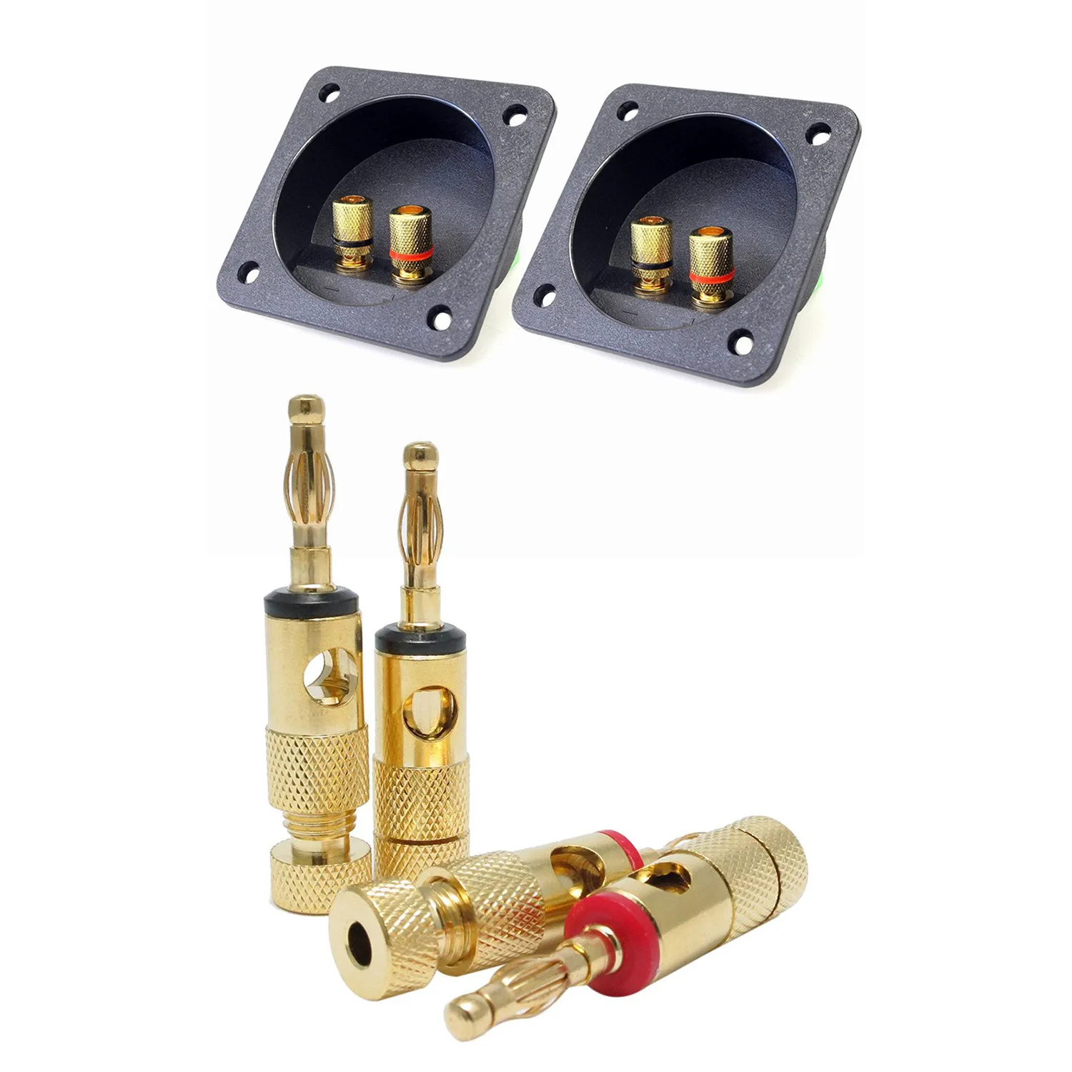 

6 шт. аксессуары: 4 шт. Позолоченные вилки типа банан, 4 мм Φ и 2 шт. автомобильных стереоразъемов для винтов, стандартные двухсторонние вилки Sp