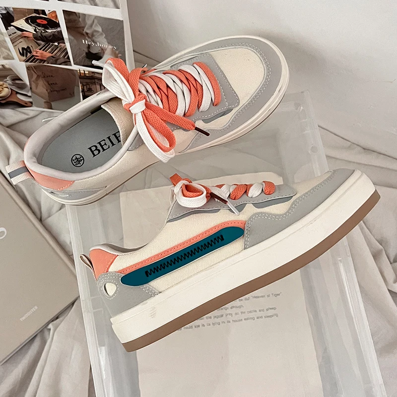 

3cm Rubber Buttom New Fashion Canvas Flats Shoes Bandage Casual Skate Women Sneakers 39 40