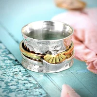 vintage sun and moon fidget spinner rings for women anti stress anxiety ring meditation wide band ring celestial jewelry gifts