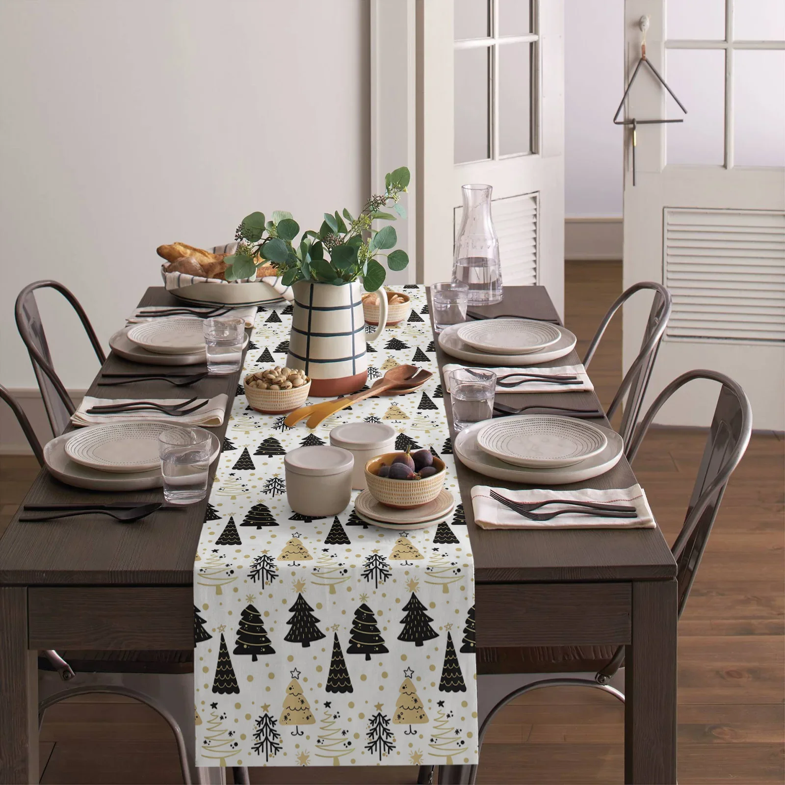 Черная и Золотая настольная дорожка на рождественскую елку для свадебной