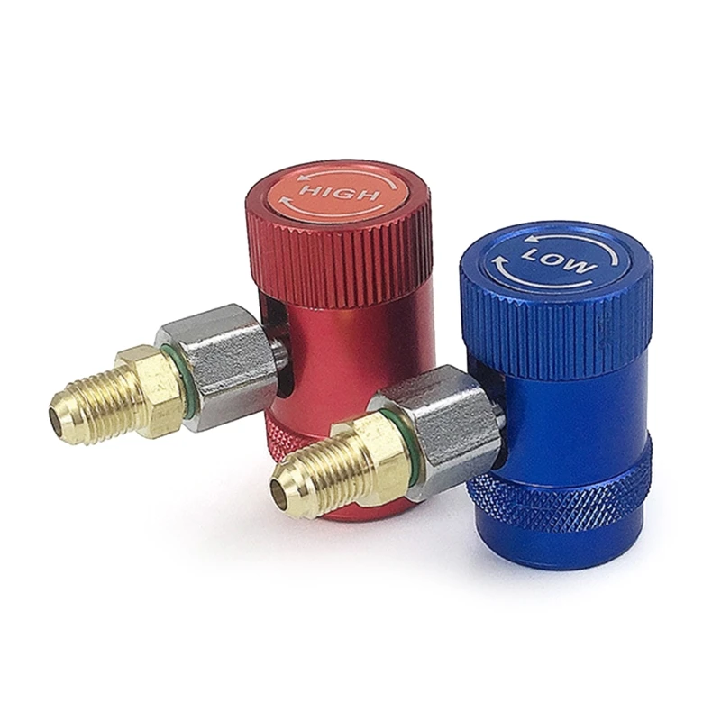 

Car Air Conditioner Refrigeration Manifold Gauge Hose Connector R1234YF Fitting High Low Manifold Gauge Conversion Set
