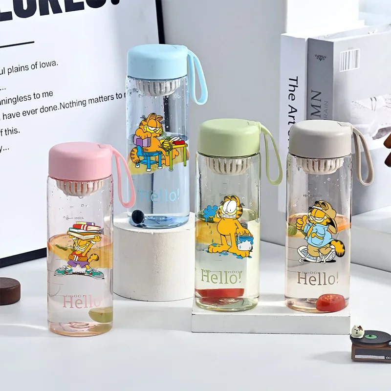 650ML Garfield Children's Plastic Water Bottle Portable Large Capacity Outdoor Sports Travel Leak Proof Cup