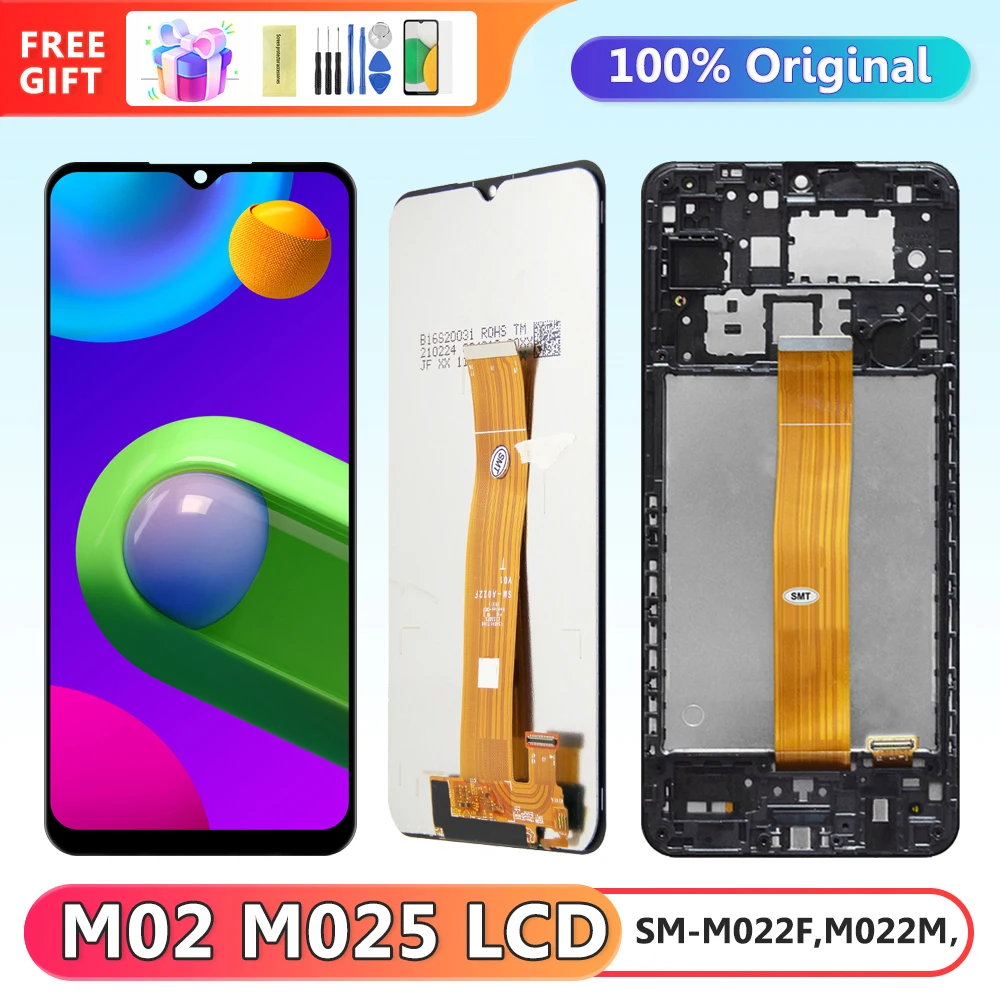 6,5 'оригинальный экран M02, для Samsung Galaxy M02 M022 M022F ЖК-дисплей + сенсорный экран дигитайзер в сборе с рамкой