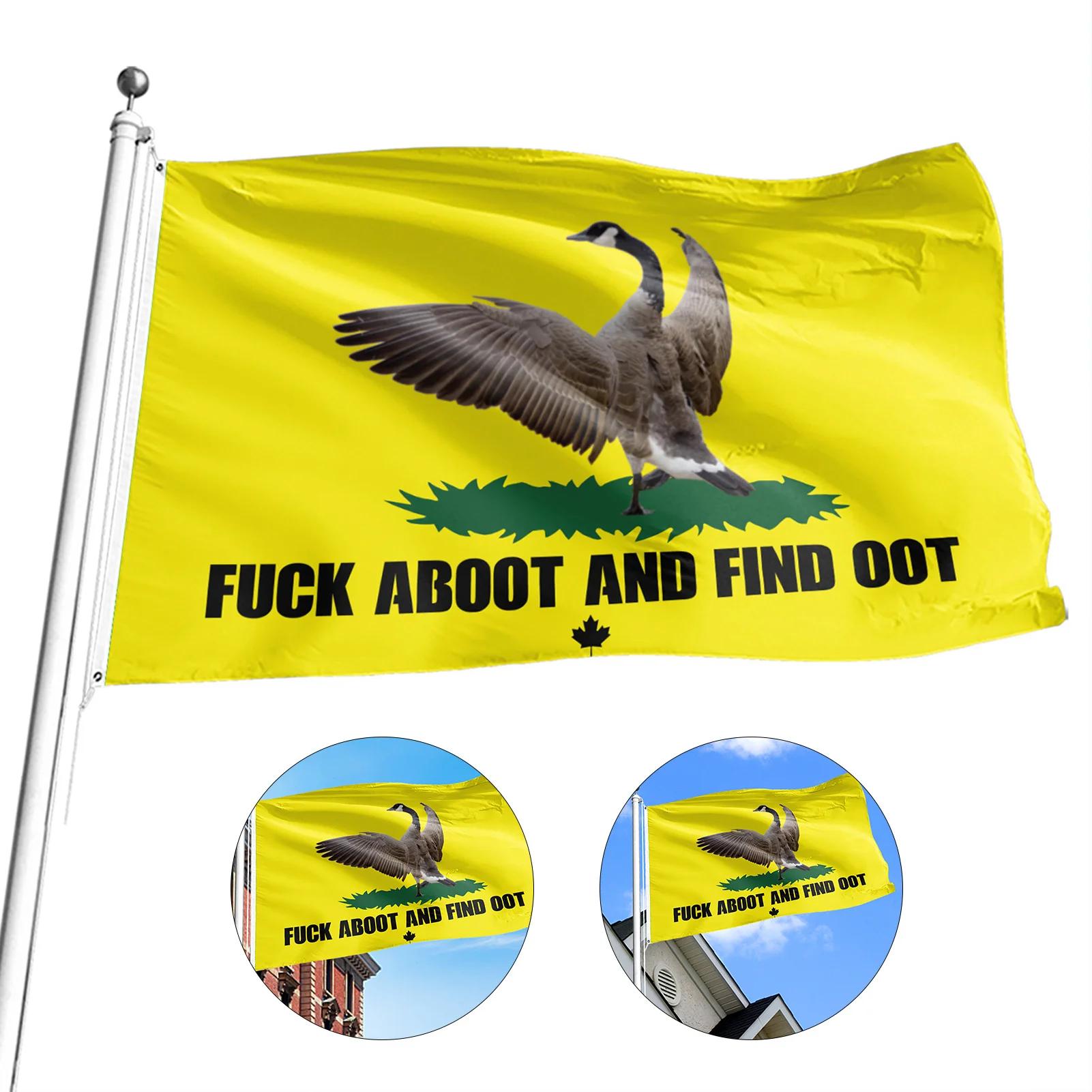 

Fu-Ck Aboot And Find Oot Garden Flag Unique Symbolism Flag UV Fade Resistant Double Stitched Exclusive Flag For Indoor& Outdoor