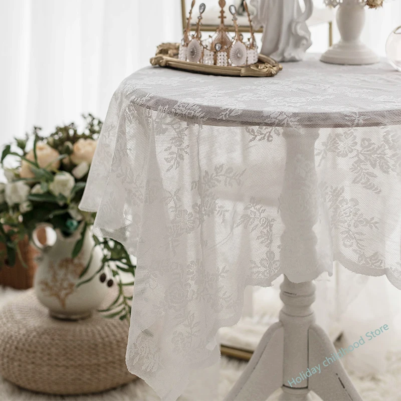 white lace tablecloth rectangle for wedding party coffee table cover table cloths placemats dish coaster embroidery fabric 2020