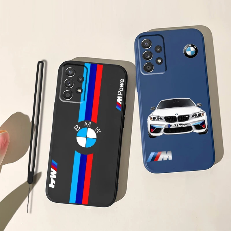 

Bmw Luxury Sports Car For Samsung Galaxy A73 A54 A34 A53 A33 A52 A32 A22 A71 A51 A21S A03S 4G 5G Liquid Rope Phone Case Fundas