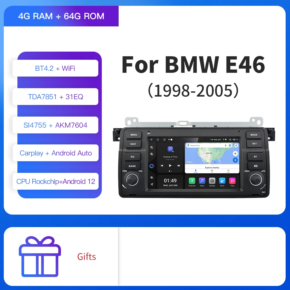 

Kapud 7 "Android 11 навигационное радио для BMW 3 E46 автомобильная стерео мультимедиа 318/320/325/330/335 M3 1998-2005 CarPlay AUTO SWC GPS