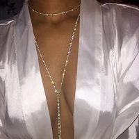 full crystal rhinestone choker necklace women wedding accessories long tassel chain punk gothic chokers jewelry collier femme