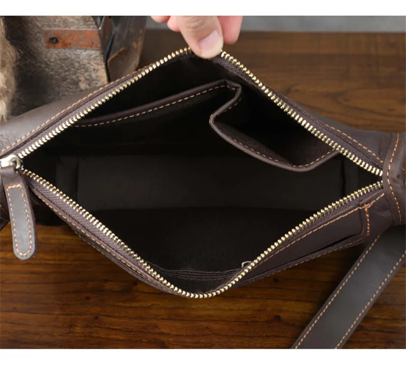 Simple vintage genuine leather men messenger bag outdoor daily work high quality natural crazy horse cowhide shoulder bag Teens