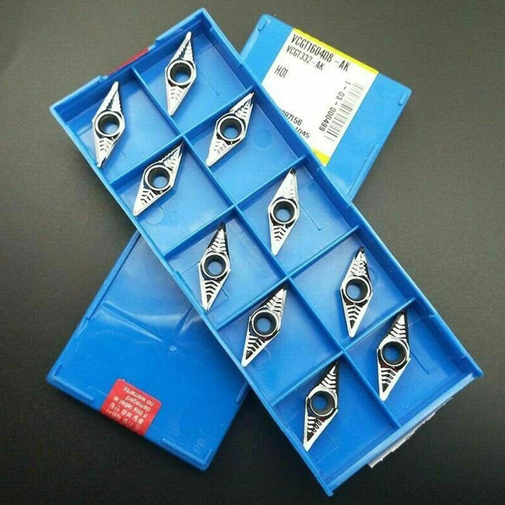 

10pcs VCGT160408-AK H01 VCGT332-AK H01 Carbide Insert Cutter Insert Blade For Aluminum CNC Steel Processing Turning Insert