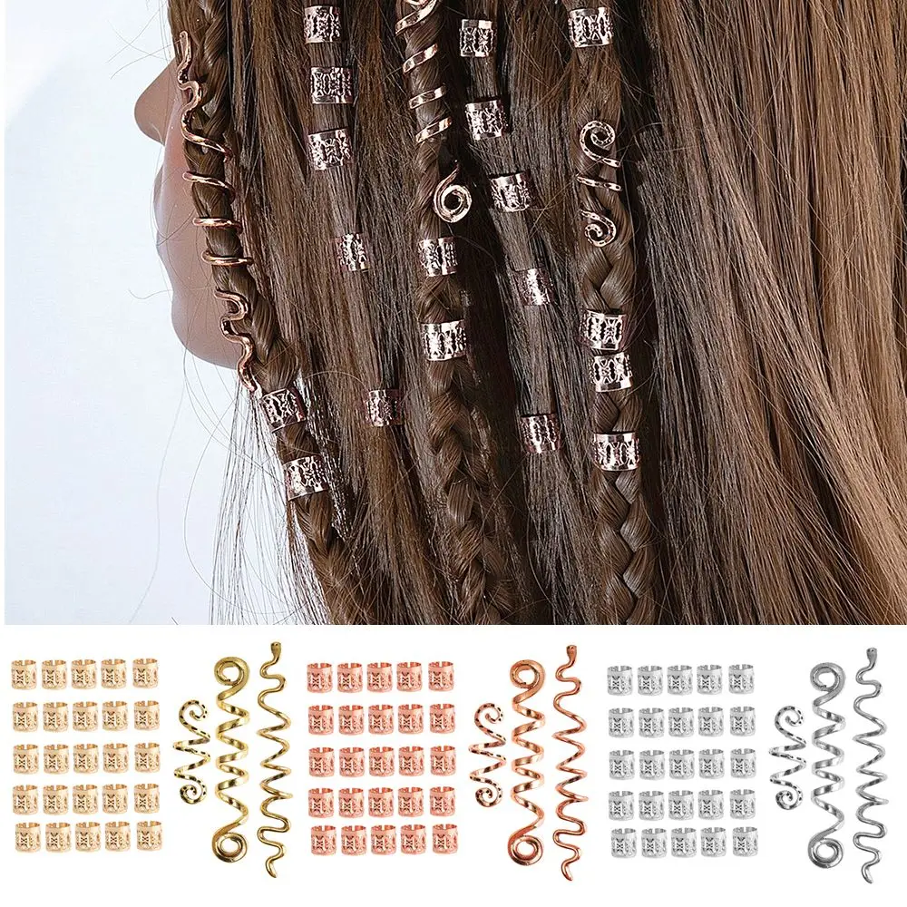 

Ethnic Style Women Men Hair Supplies Spiral Beads Rings Dirty Braid Hair Buckles Tube Clips Dreadlocks Hair accessories