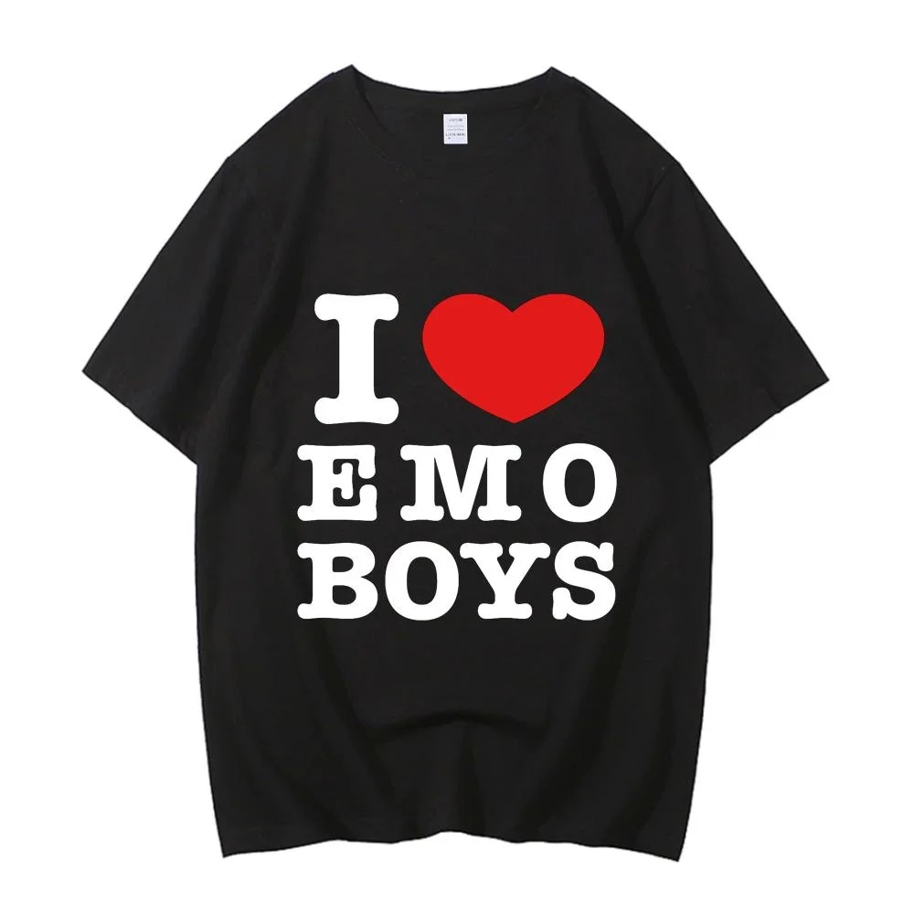 

Мужская футболка из чистого хлопка с надписью «i love emo boys»