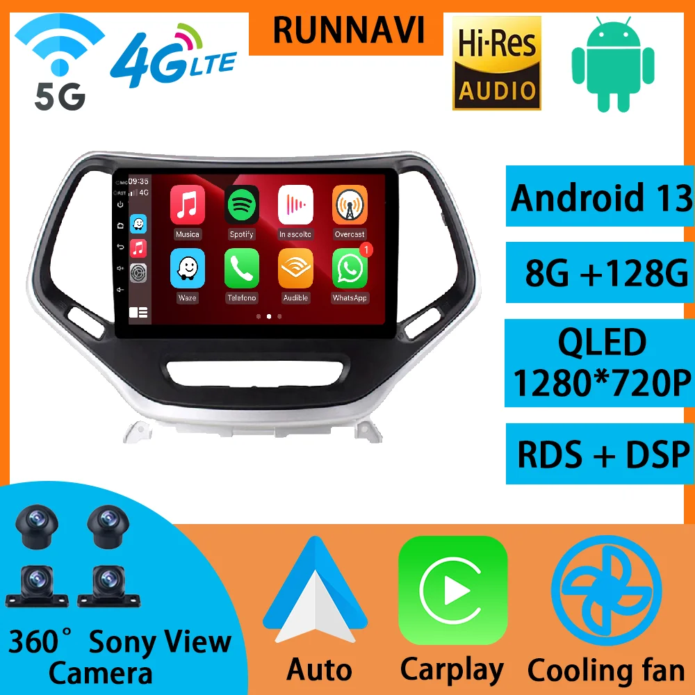 

Android 13 For Jeep Cherokee 5 2014 - 2018 Car Radio Stereo Multimedia Video Player GPS Wireless Carplay RDS DSP Touch Screen